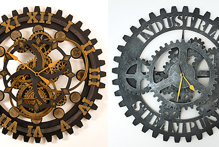 Hodiny z plastových a drevených ozubených kolies